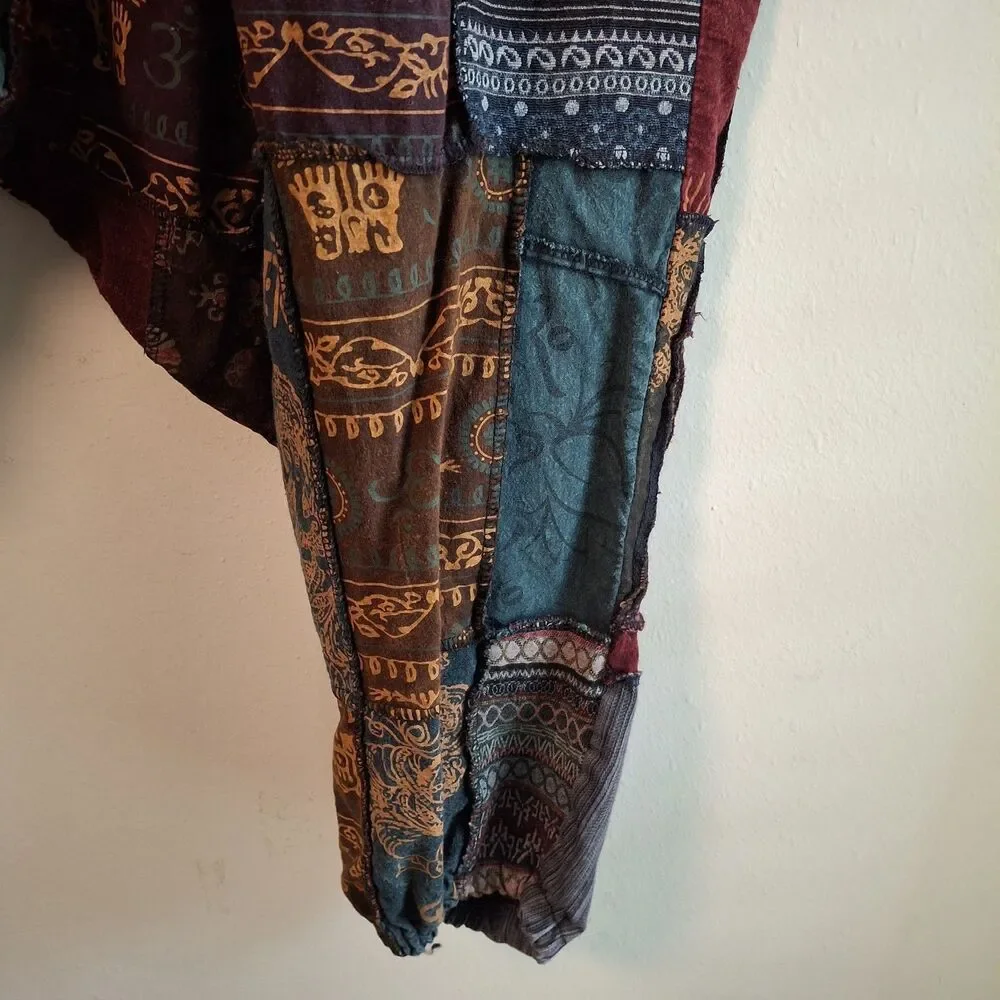 Kathmandu Patchwork Harem Pant Drop Crotch M Boho Festival Hippie Yoga Grunge
